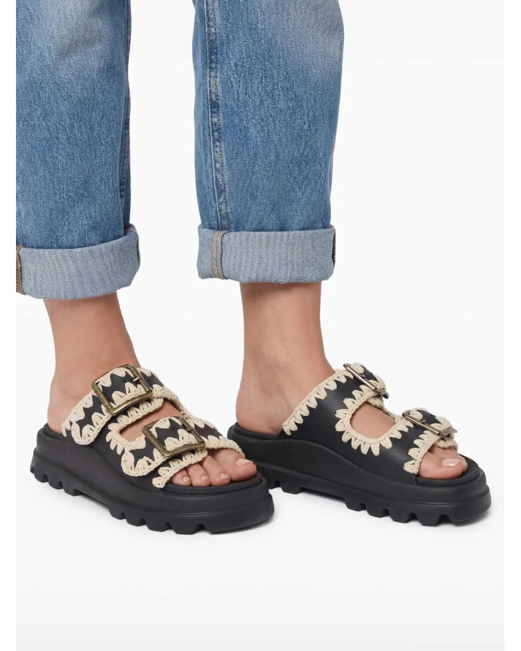 Mou Black Eva Buckled Sandals