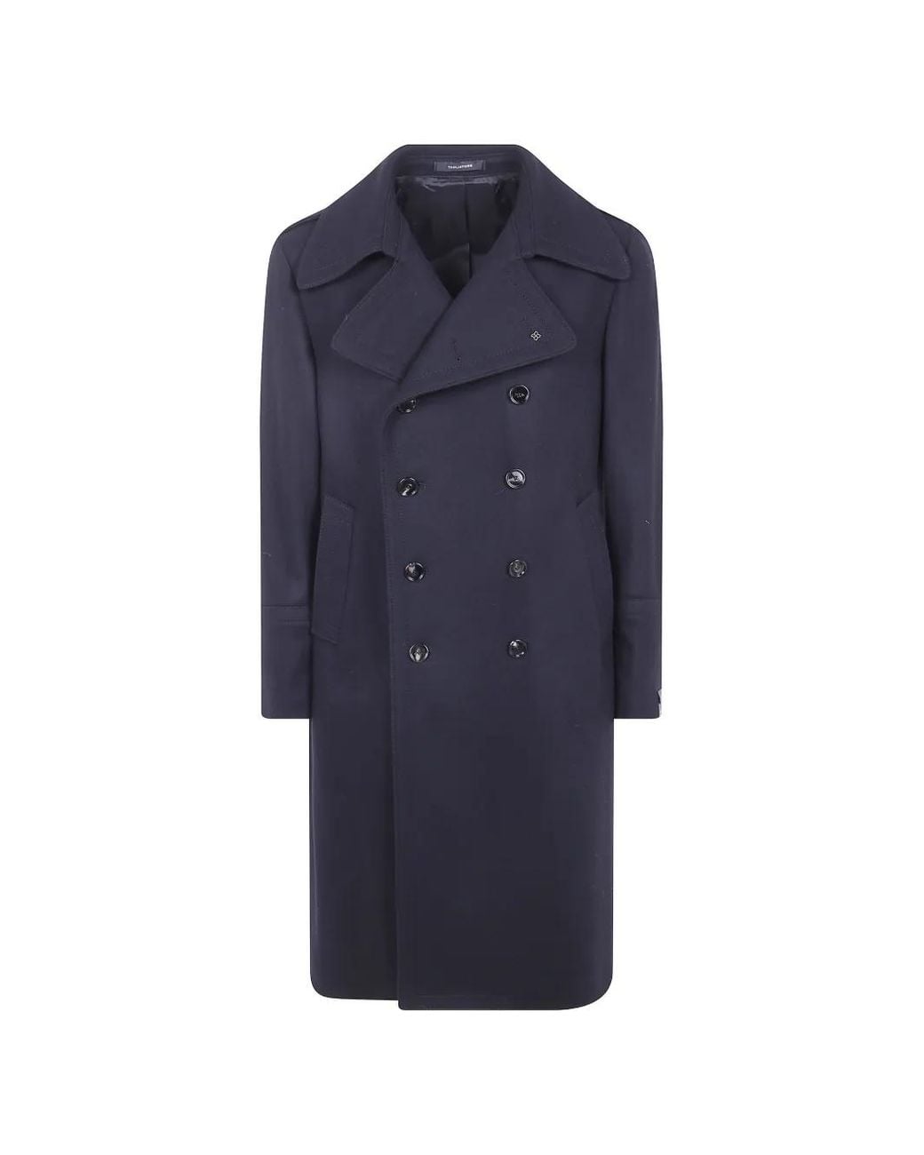 Tagliatore Blue Double-Breasted Coat for men
