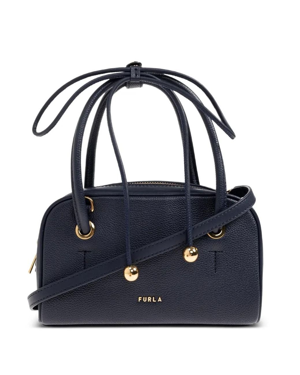 Furla Blue Small Poppy Leather Tote Bag