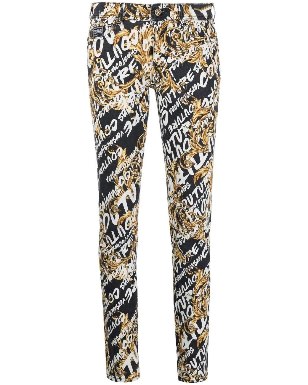 Versace Jeans Couture Black Logo-Print Jeans