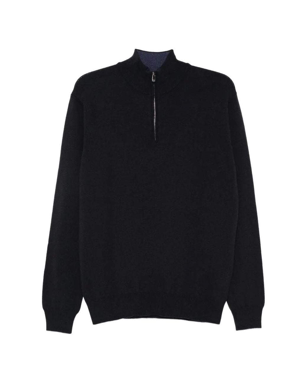 Corneliani Blue Quarter-Zip Knitted Sweater for men