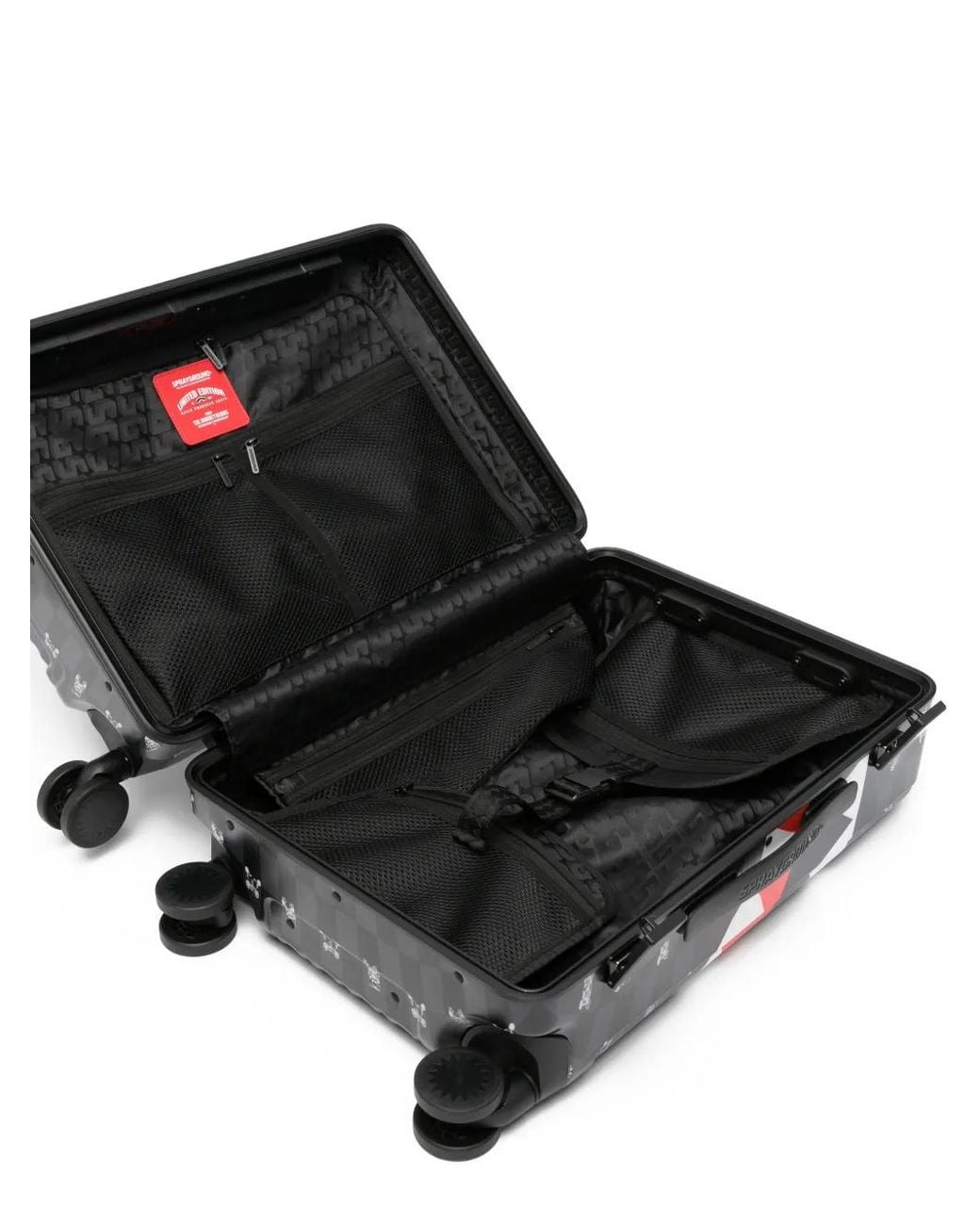 Sprayground Black Shark Mouth Checkerboard Suitcase for men