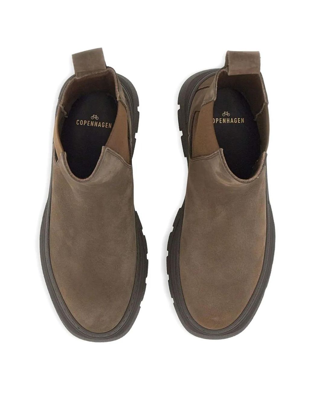 COPENHAGEN Brown Elasticated Platform Ankle Boots