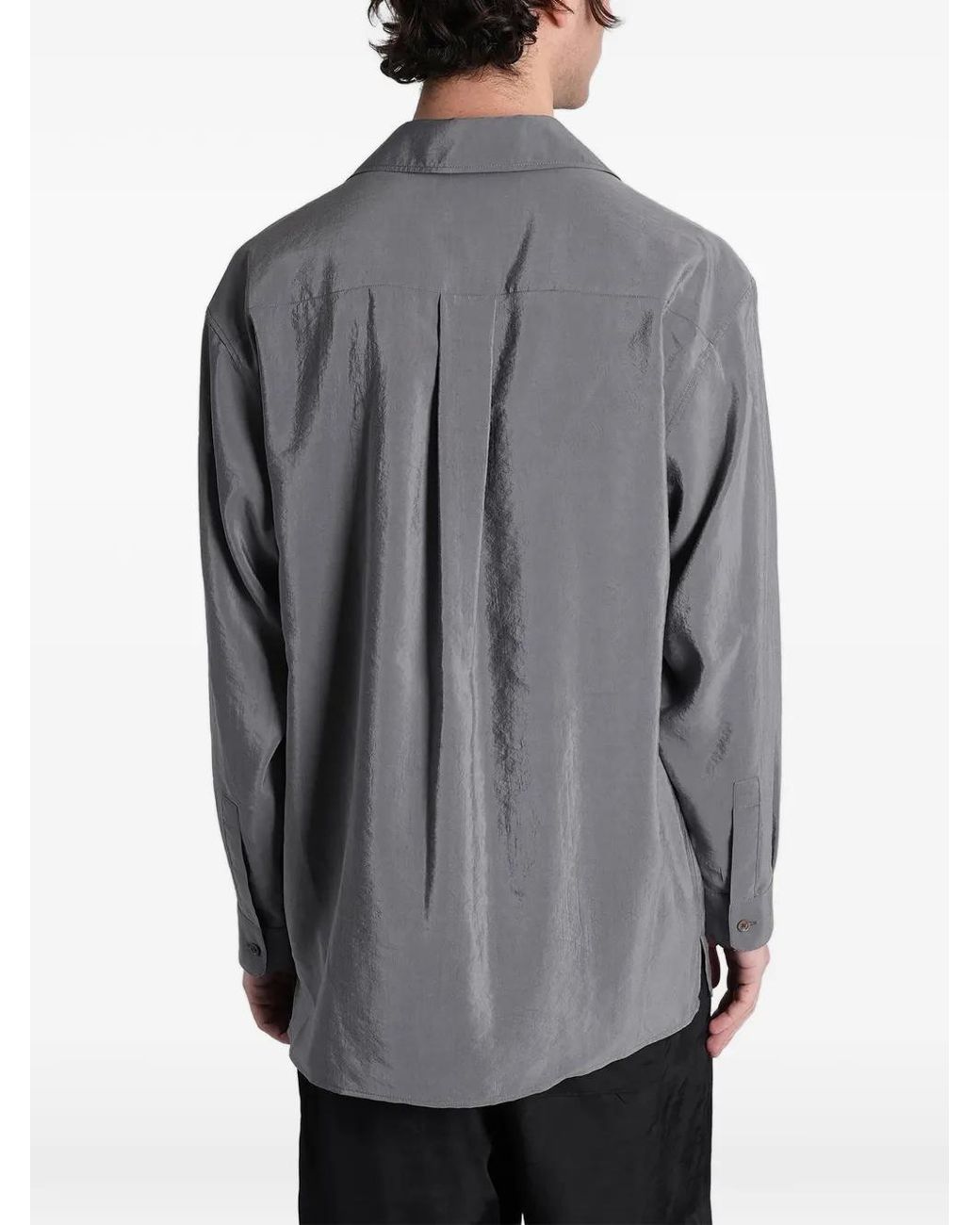 Lemaire Gray Chemise En Soie Sèche À Col Convertible for men