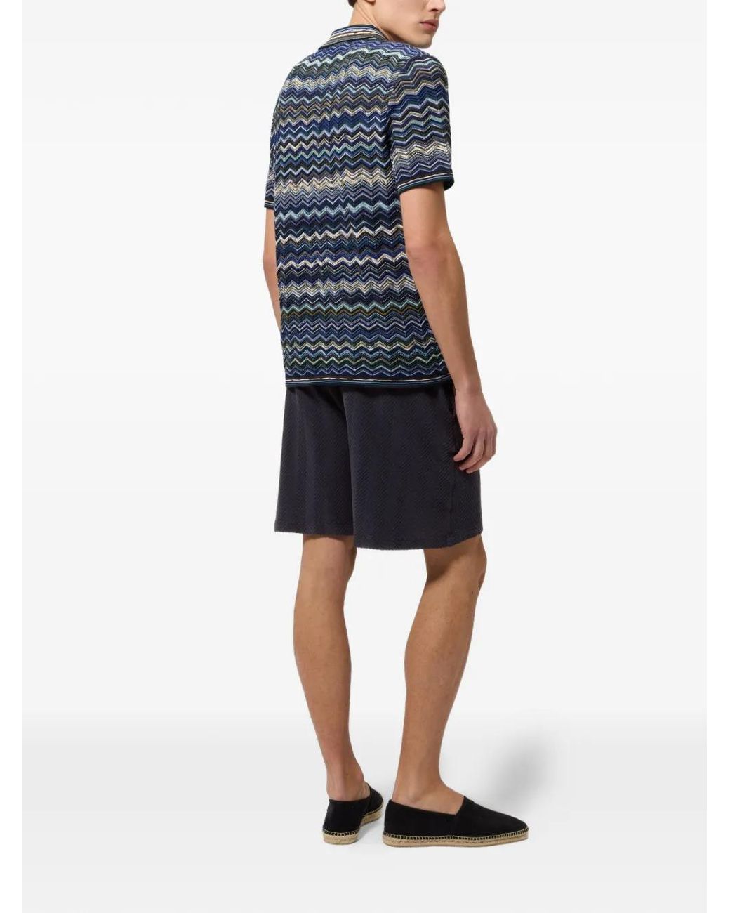 Missoni Blue Zigzag-Pattern Elasticated-Waist Shorts for men