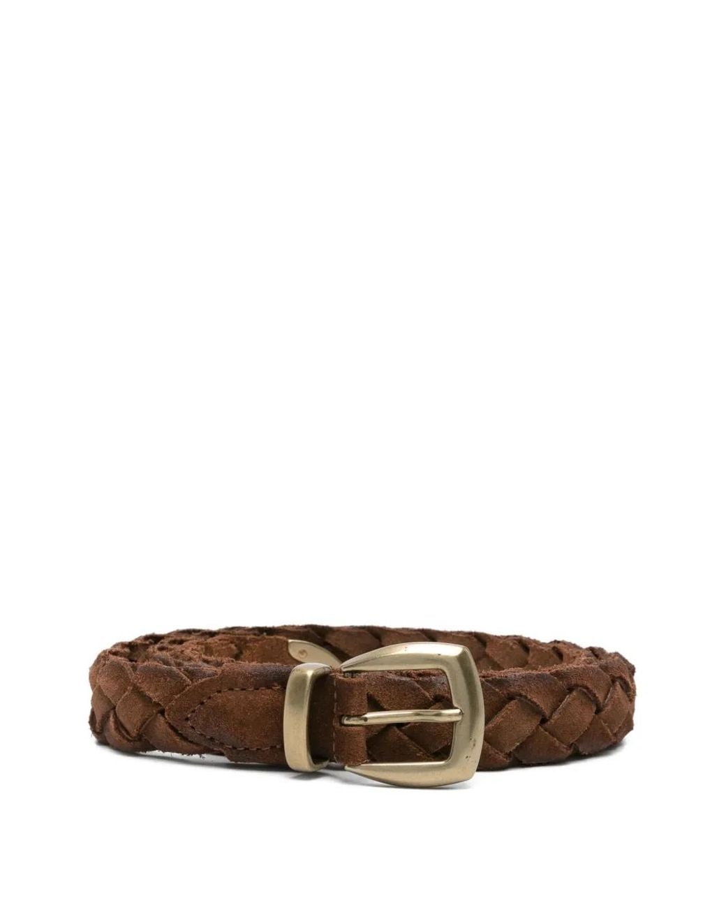 Eleventy Brown Braided Leather Belt for men