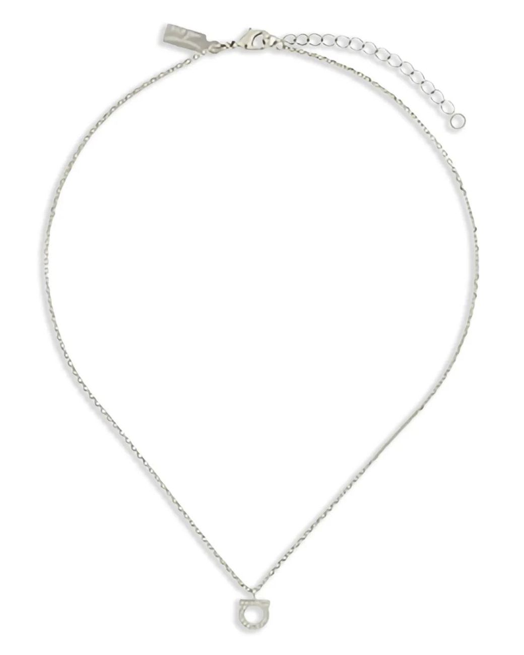 Ferragamo White Gancini Crystals Necklace (S)