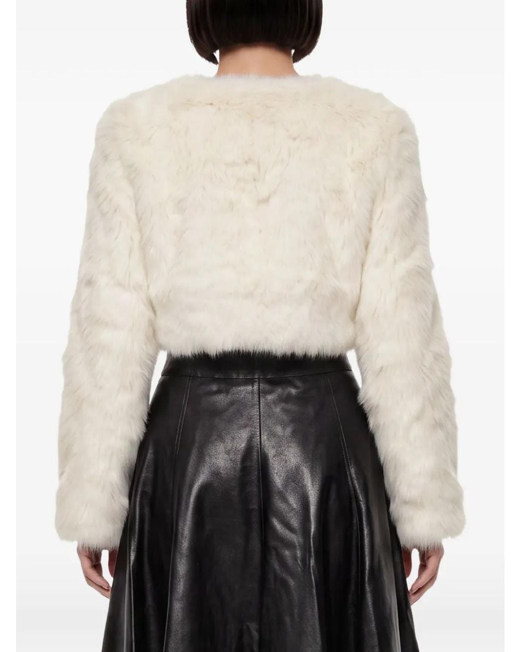 Saint Laurent White Faux-Fur Cropped Jacket