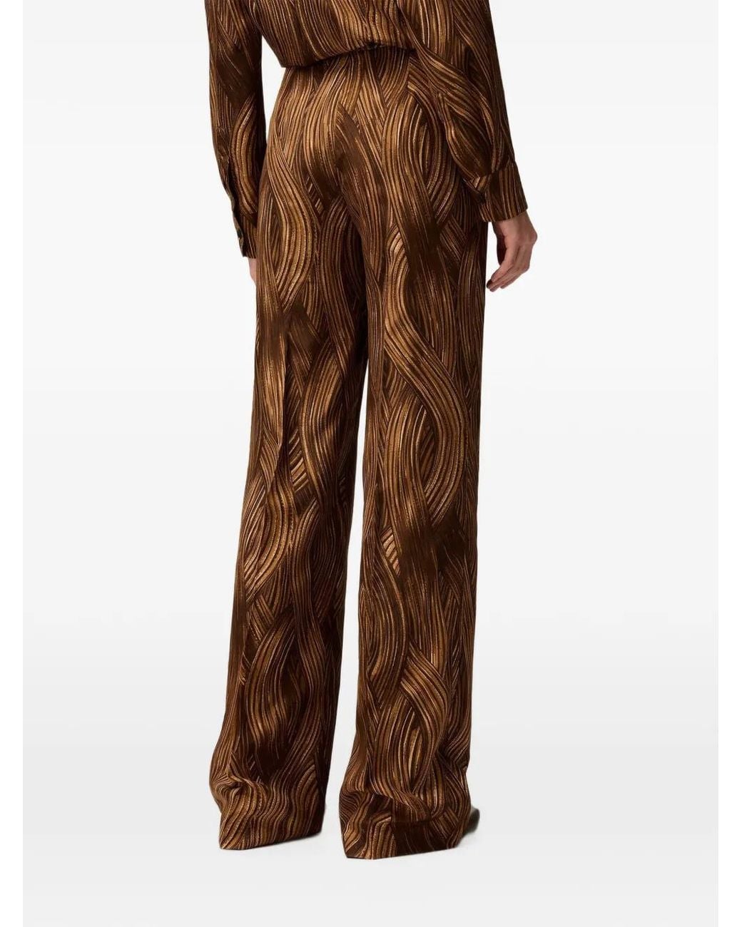 RETORI Brown Printed Silk Trousers