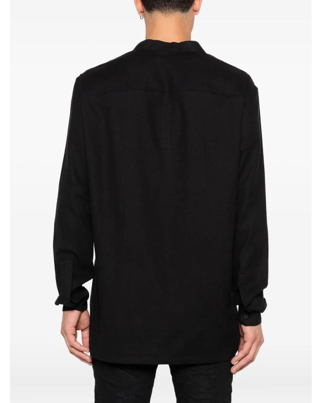 Rick Owens Black High-Neck Long-Sleeve Shirt for men