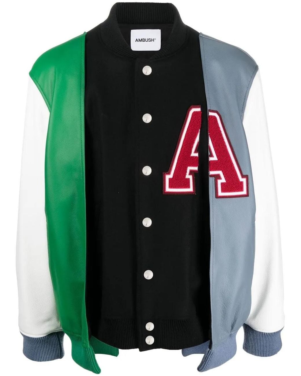 Ambush Green Layered Varsity Jacket for men