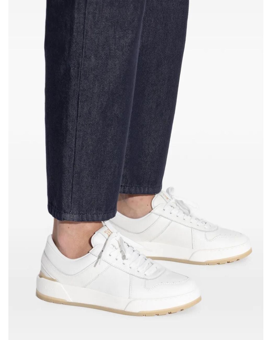 Max Mara White Lace-Up Panelled Pumps