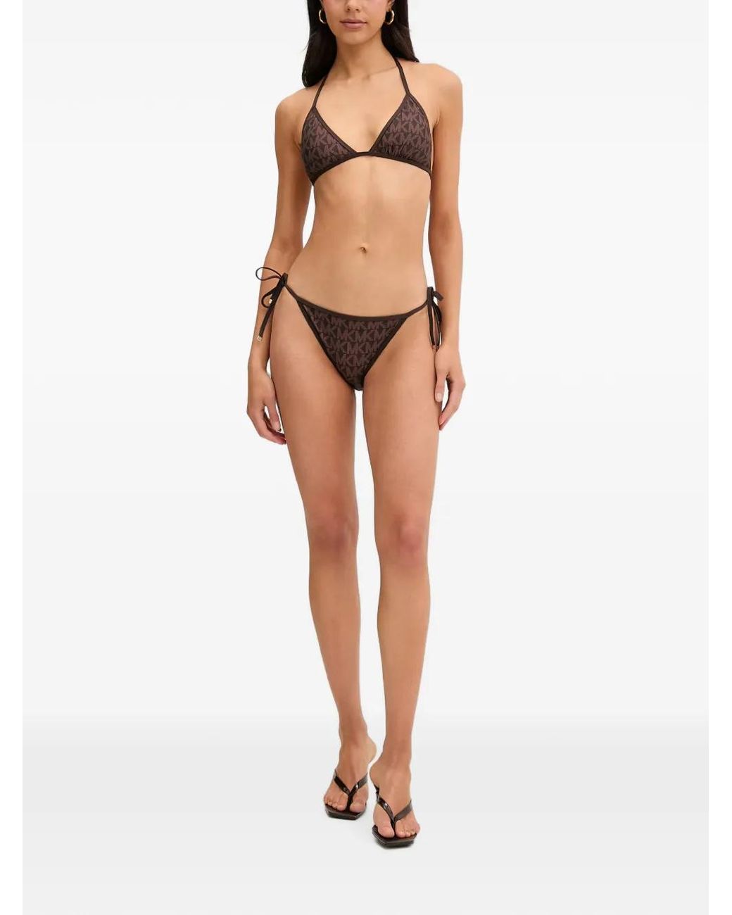 MICHAEL Michael Kors Black Monogram-Print Triangle Bikini Top