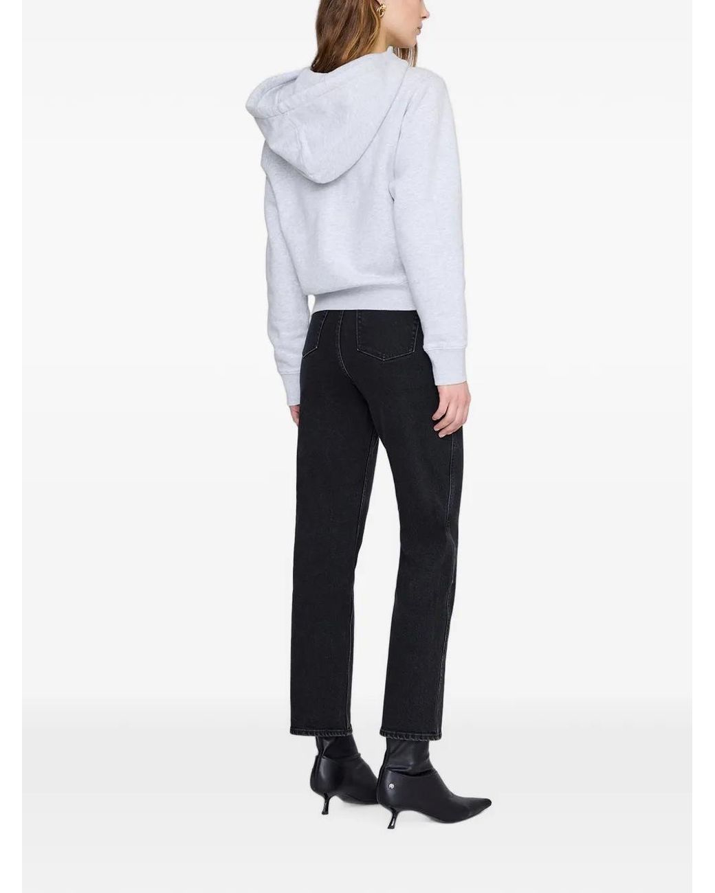 Anine Bing White Casper Zip Up Bing Hoodie