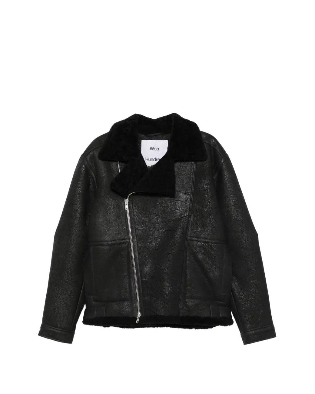 Won Hundred Black Remis Shearling-Collar Zip-Up Jacket for men
