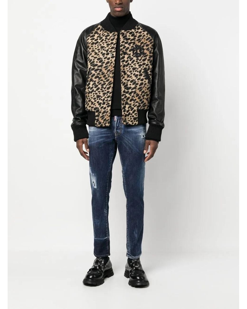 DSquared² Black Embroidered Monogram Roll Neck Jumper for men