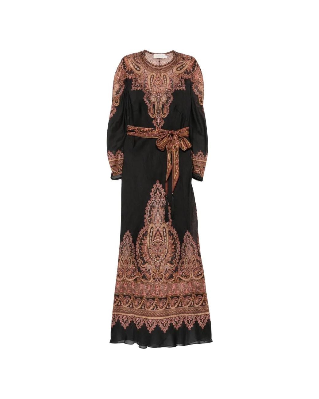 Zimmermann Black Paisley-Print Belted Maxi Dress