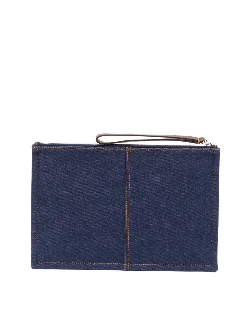 Fendi Blue Ff Medium Flat Pouch for men