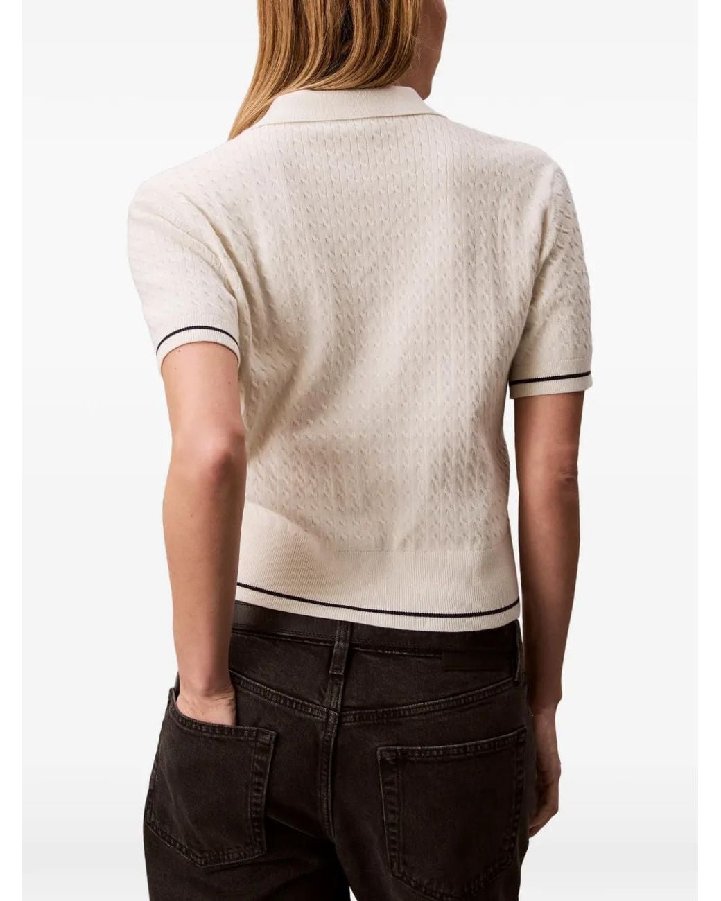 Calvin Klein Natural Pullover mit Zopfmuster