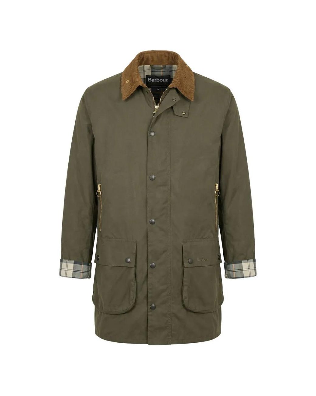 Barbour Green Manteau À Col En Velours Côtelé for men