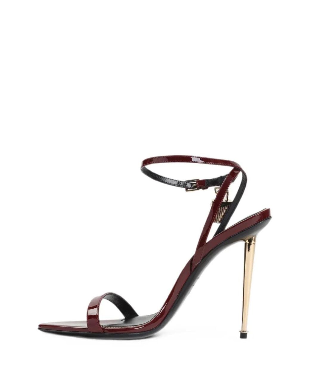 Tom Ford White Patent Leather Padlock Pointy Naked Sandals