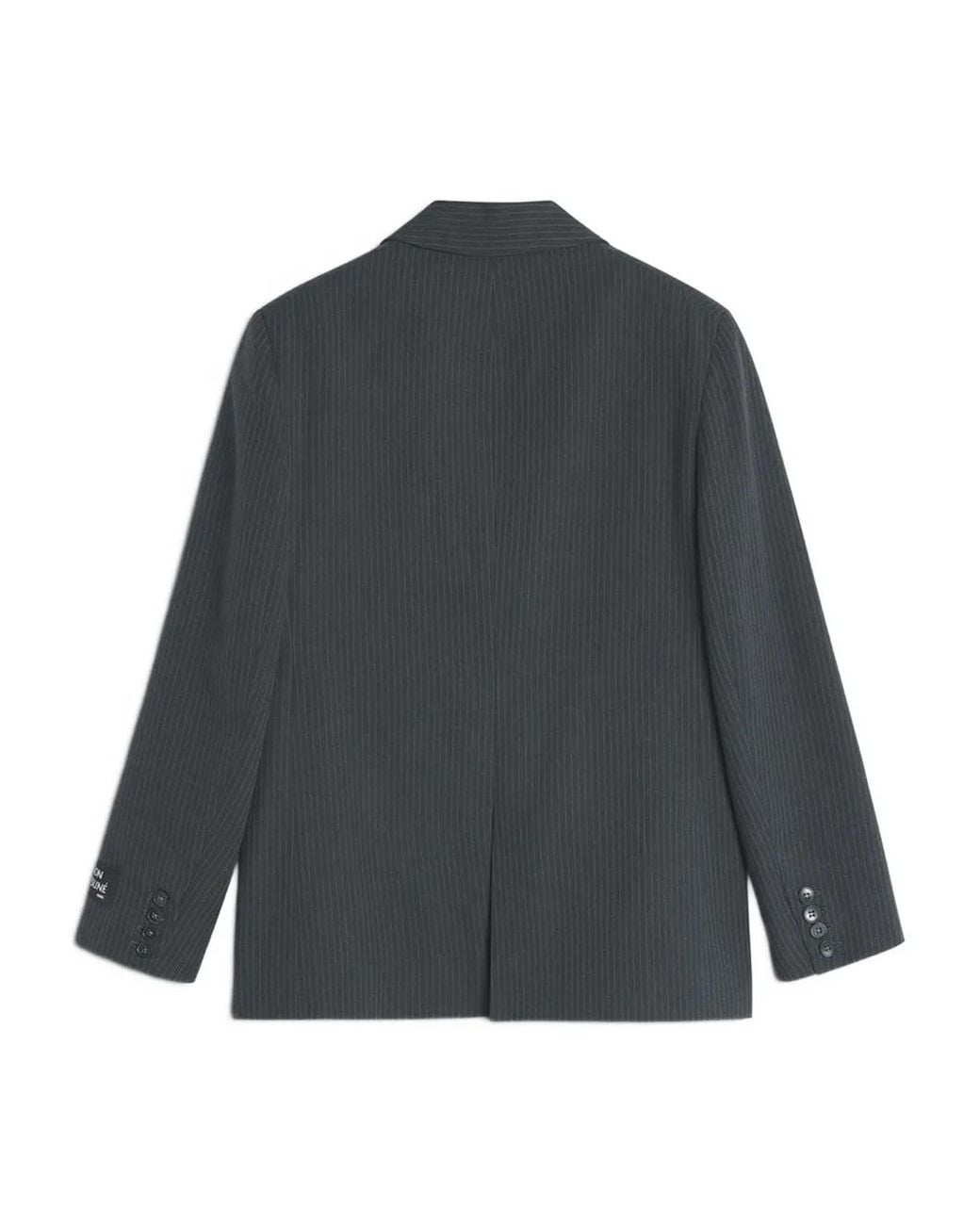 Maison Kitsuné Gray Pinstriped Pocket Jacket