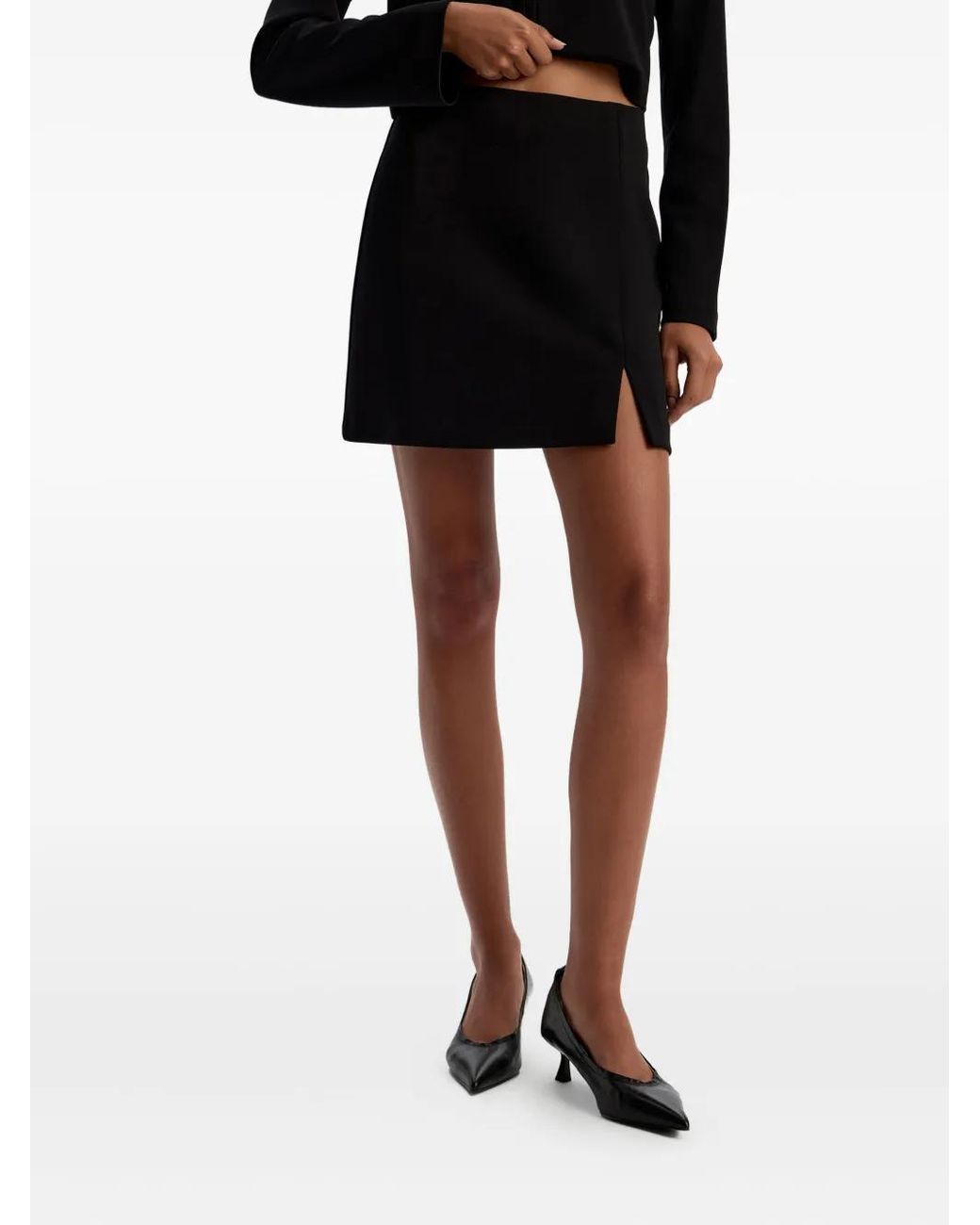 12 STOREEZ Black Crepe Mini Skirt