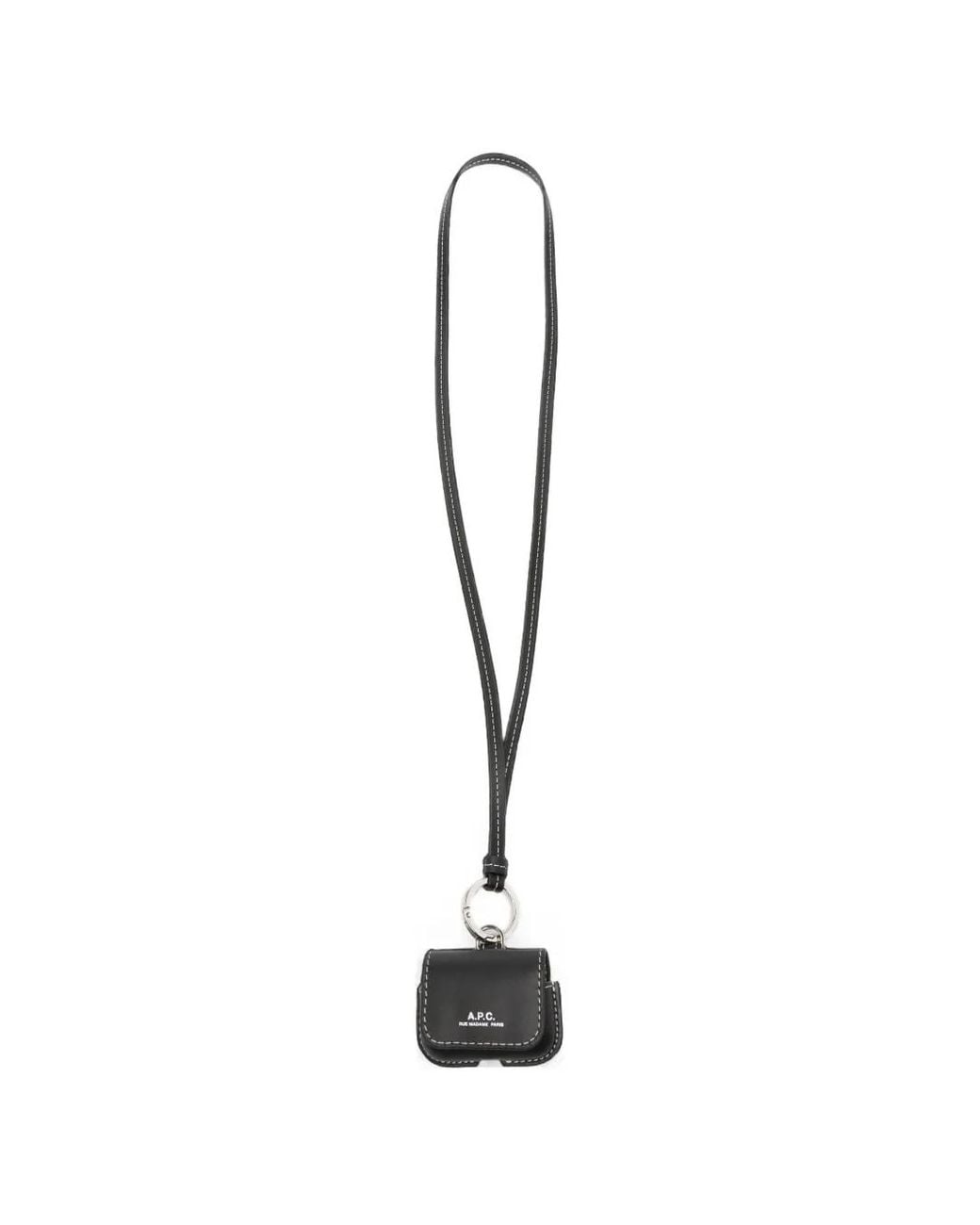 A.P.C. White Logo-Print Leather Airpods Pro Case Charm