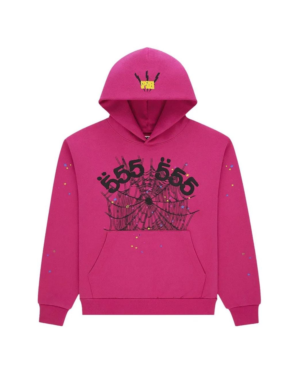 Sp5der Pink Graphic-Print Hoodie for men