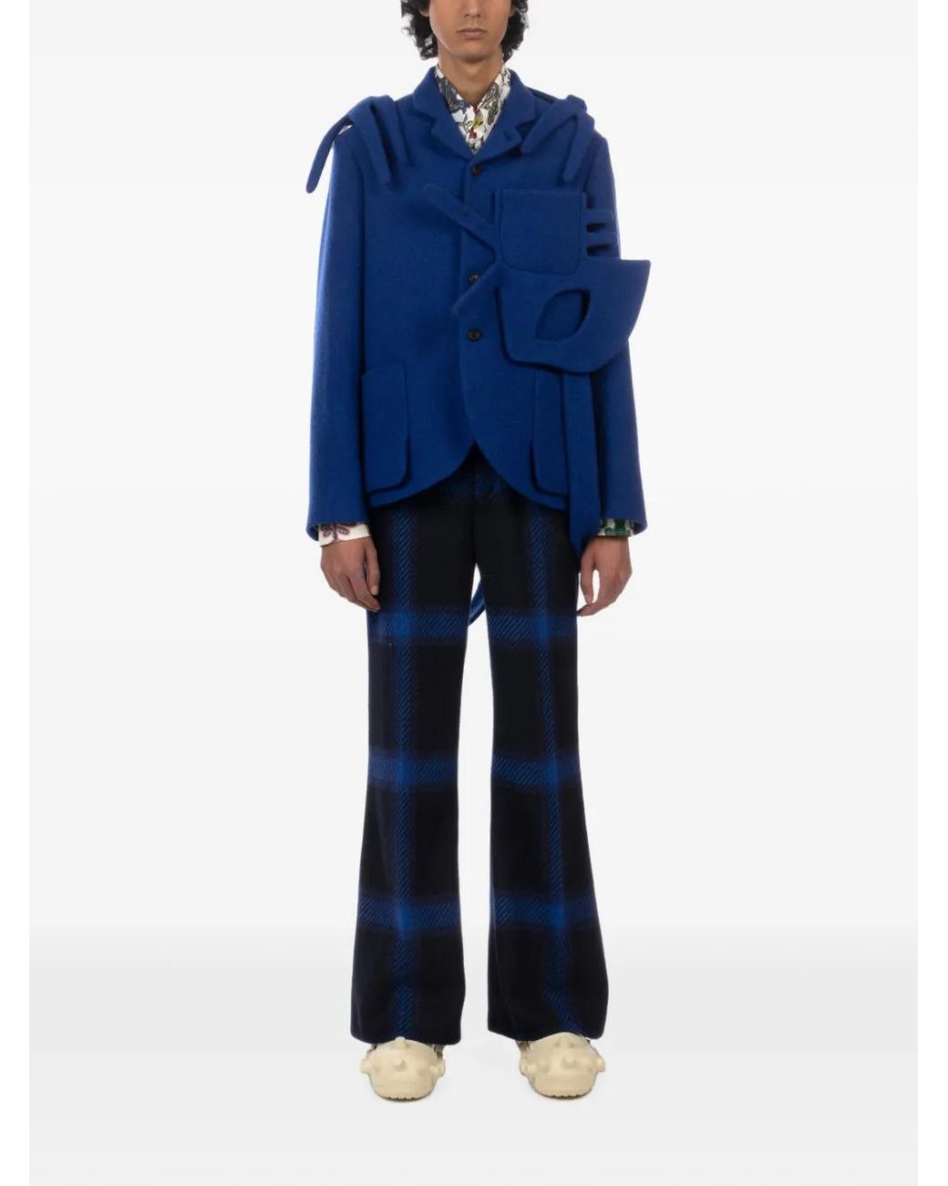Walter Van Beirendonck Blue Alien Boxy Deconstructed Blazer for men