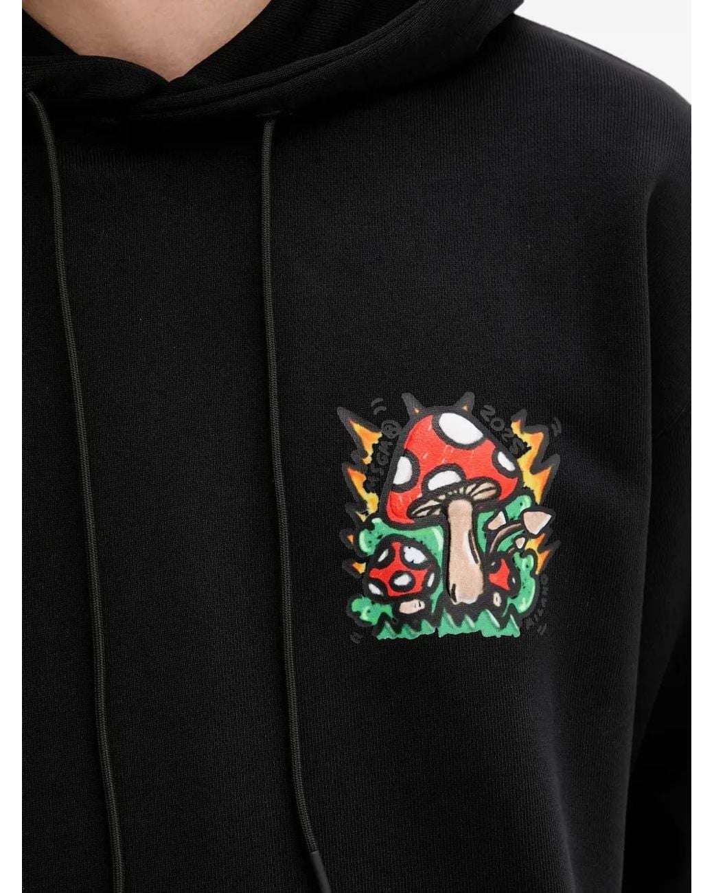 MSGM Black Mushroom-Patch Hoodie for men