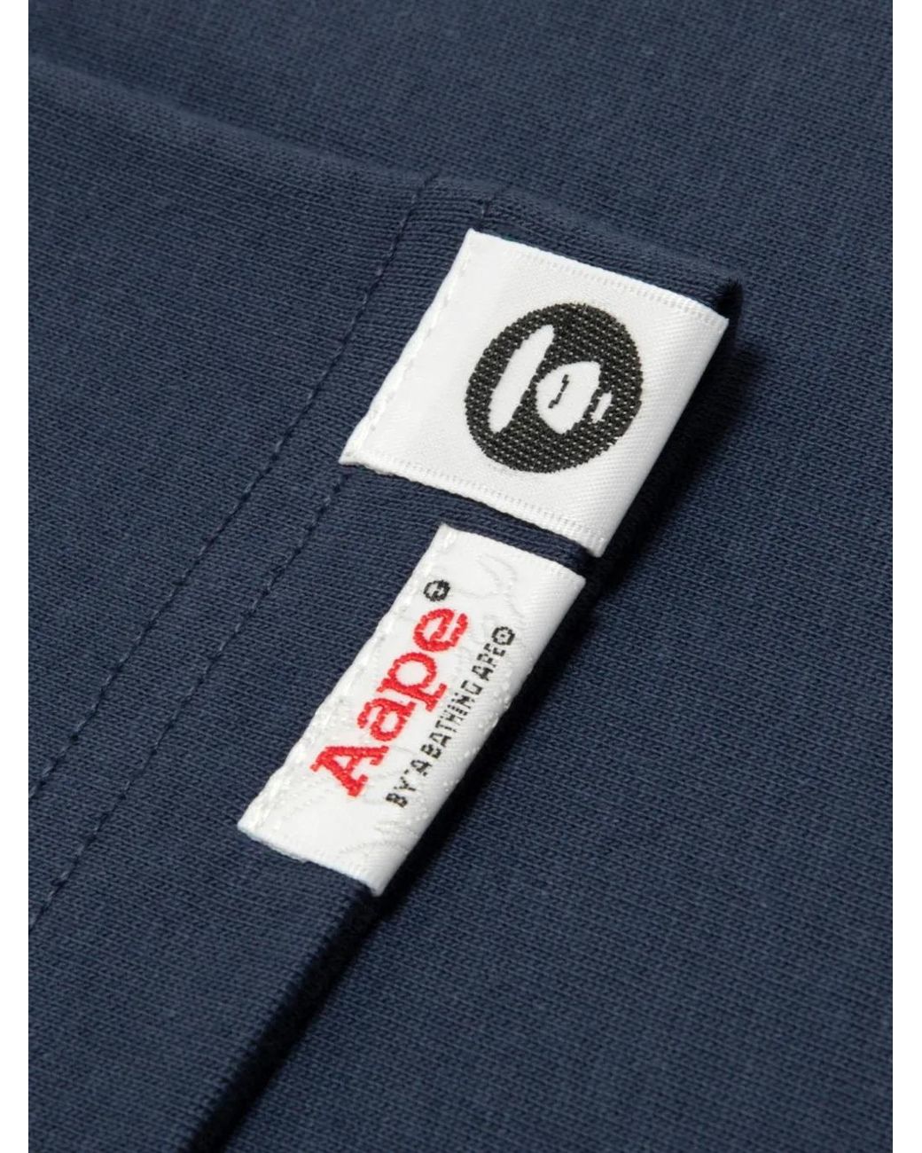Aape By A Bathing Ape Blue Aapeunvs Moonface-Print T-Shirt for men