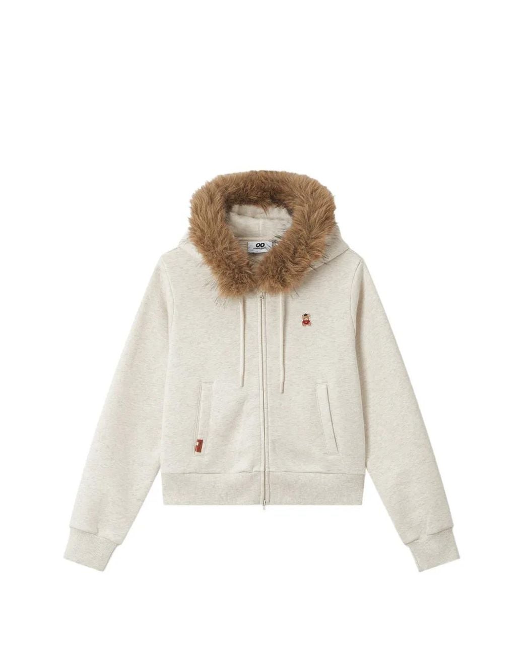 Chocoolate Natural Faux-Fur Trim Hoodie