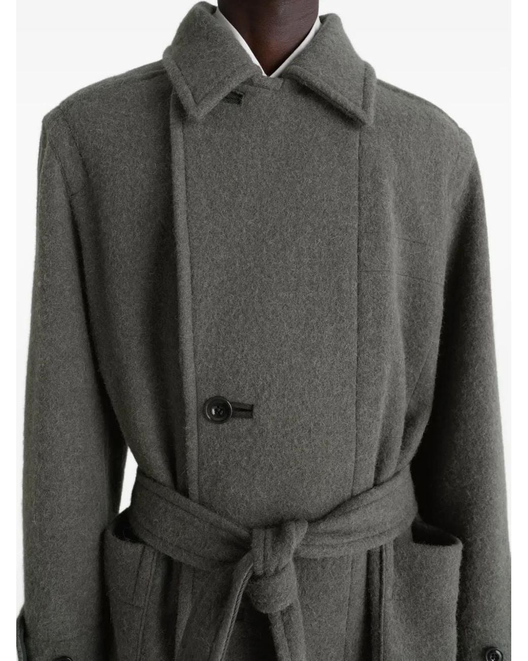 Lemaire Gray Belted Coat for men