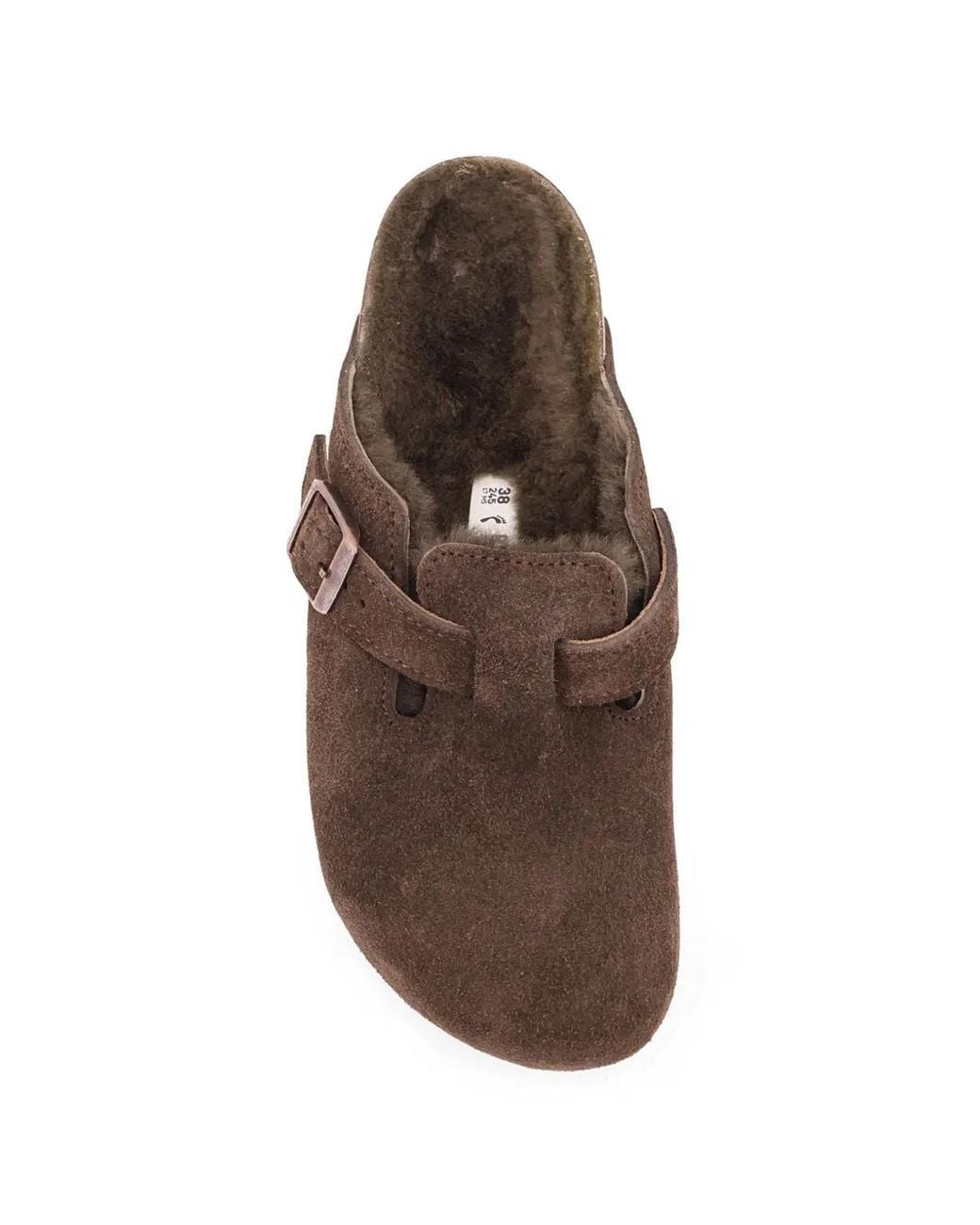 Birkenstock Brown Mules Boston En Peau Lainée