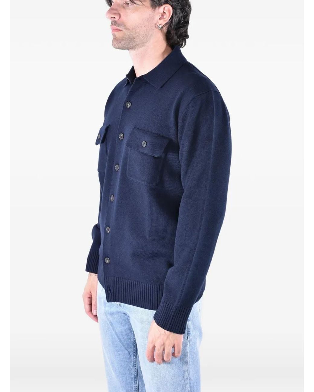 Kangra Blue Button-Up Flap-Pocket Jacket for men