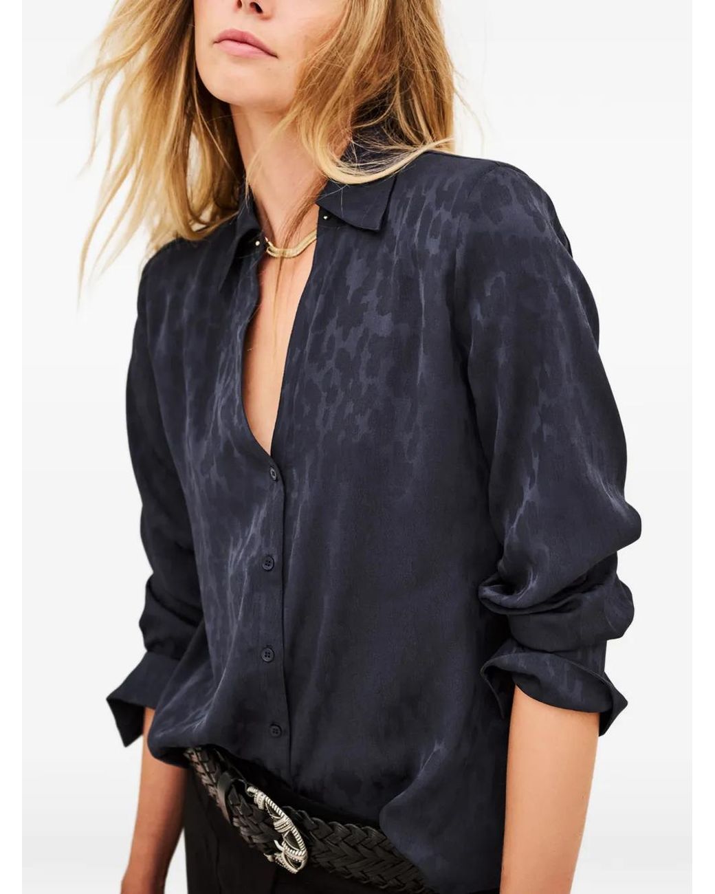Ba&sh Hetsey Blouse Met Jacquard-Effect in het Blue