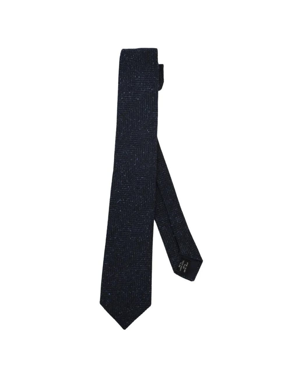 Tagliatore Blue Herringbone-Knit Tie for men