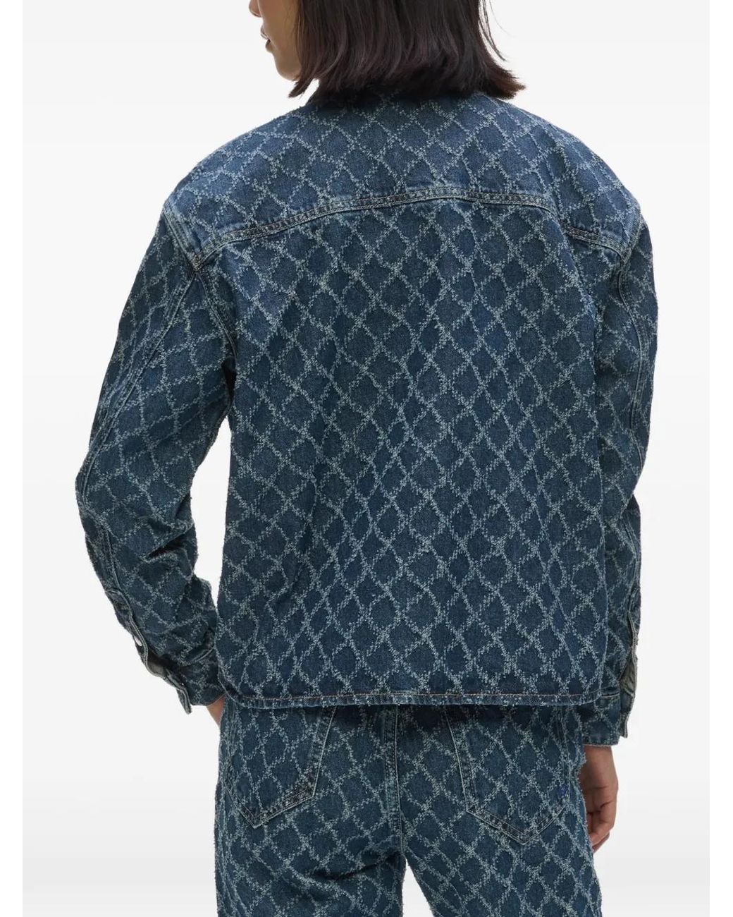 Karl Lagerfeld Blue Argyle Denim Shirt