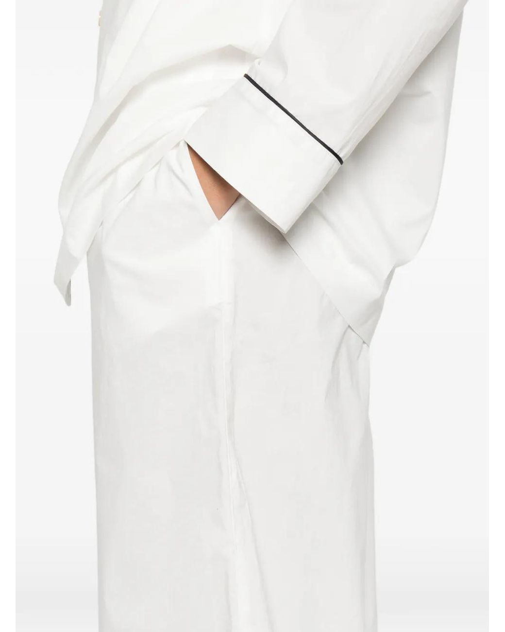 Forte_forte White Piped Trousers