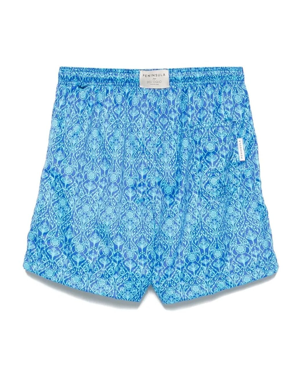 Peninsula Blue Patterned Swim Shorts for men