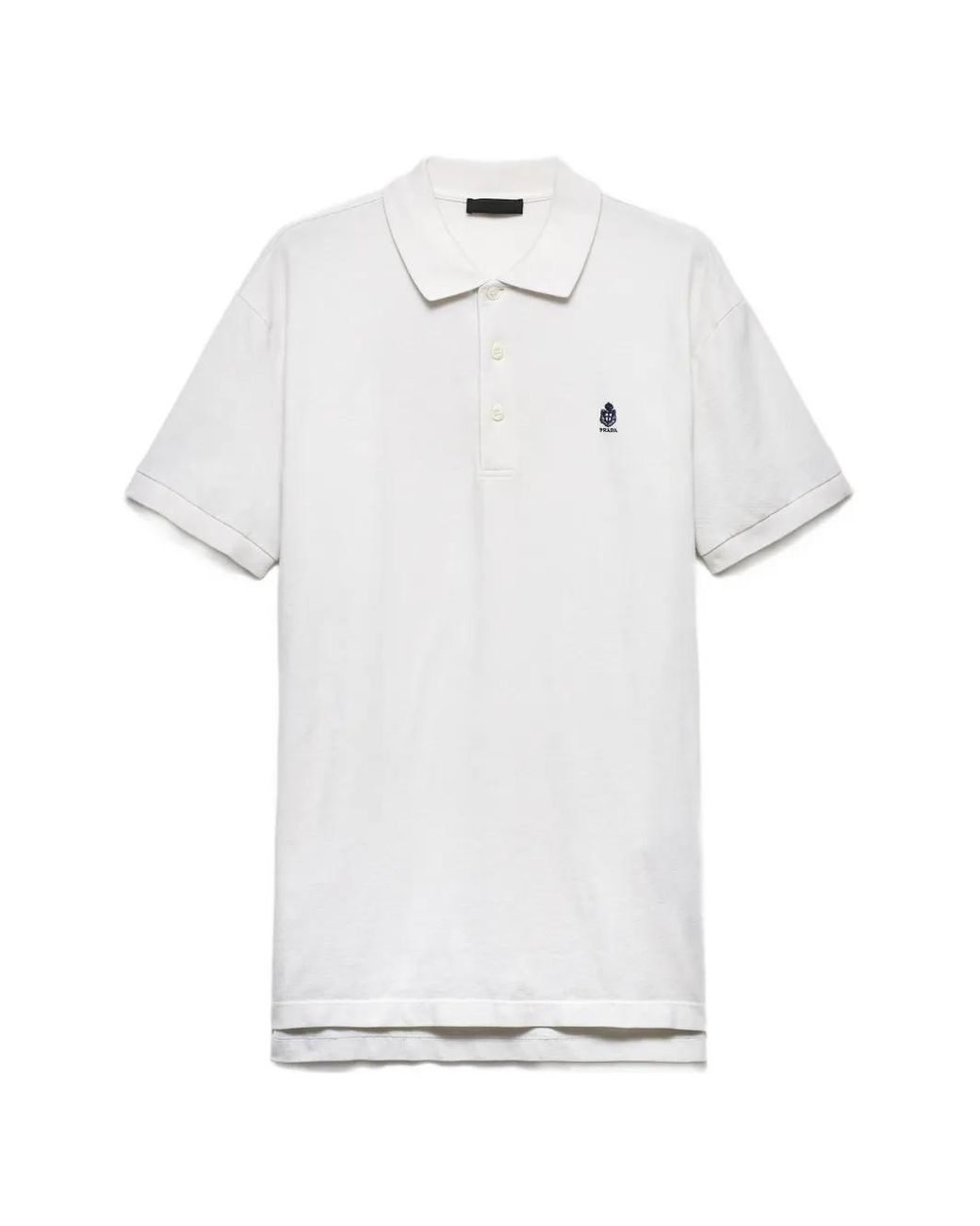 Prada White Garment-Dyed Cotton Polo Shirt for men