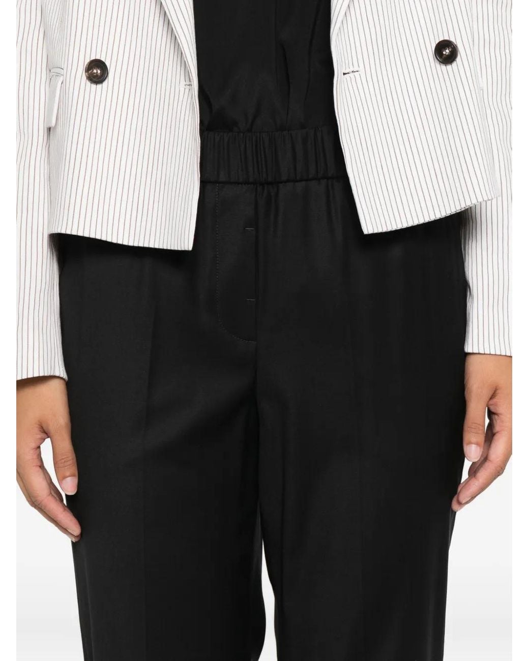 Peserico Black Elastic-Waist Trousers