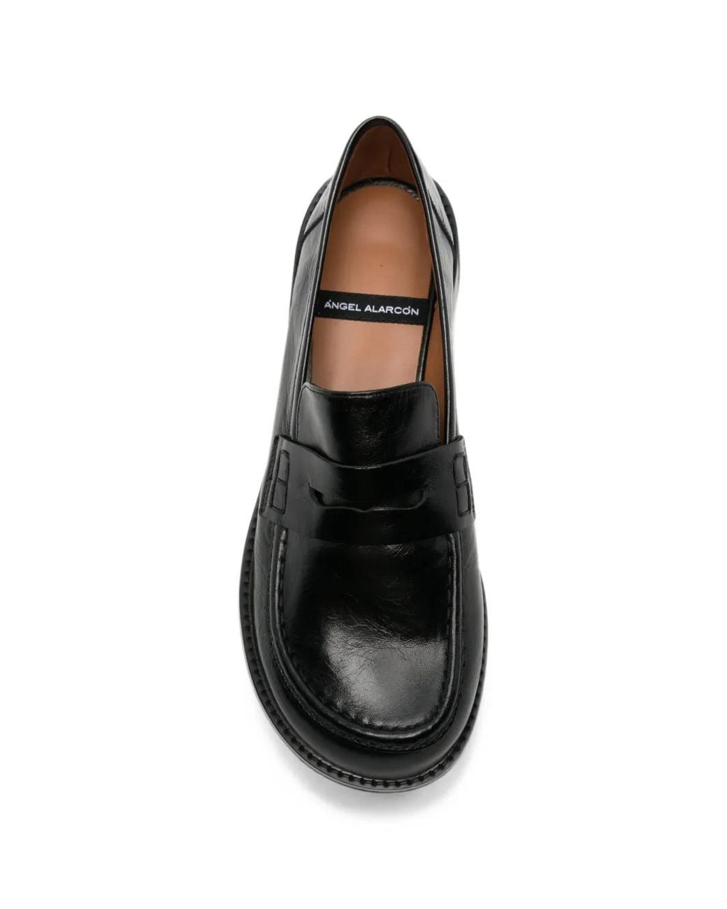 Angel Alarcon Black Mocassins En Cuir À Entaille Penny