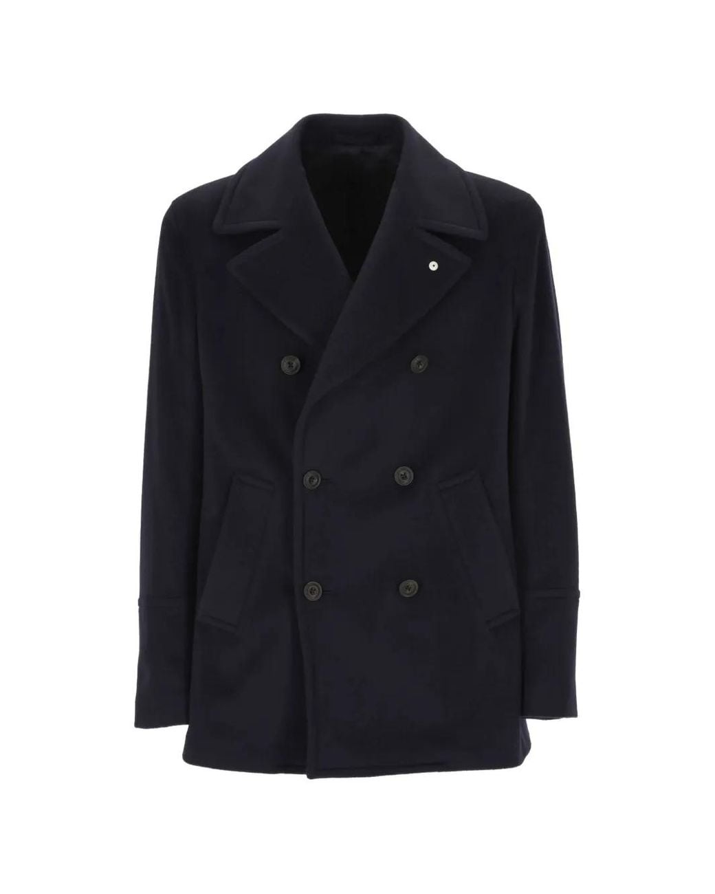L.b.m. 1911 Blue Double-Breasted Cashmere Jacket for men