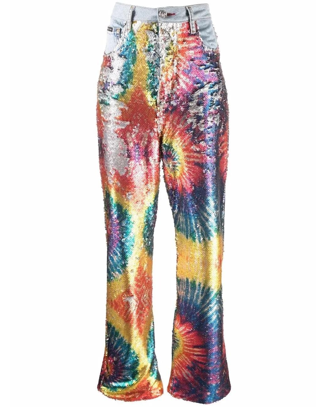 Philipp Plein Multicolor Tie Dye-print Sequinned Jeans