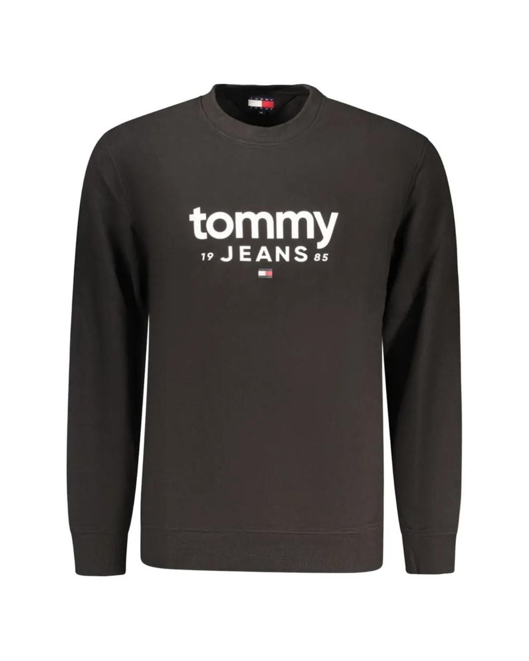 Tommy Hilfiger Black Logo-Print Crew-Neck Sweatshirt for men