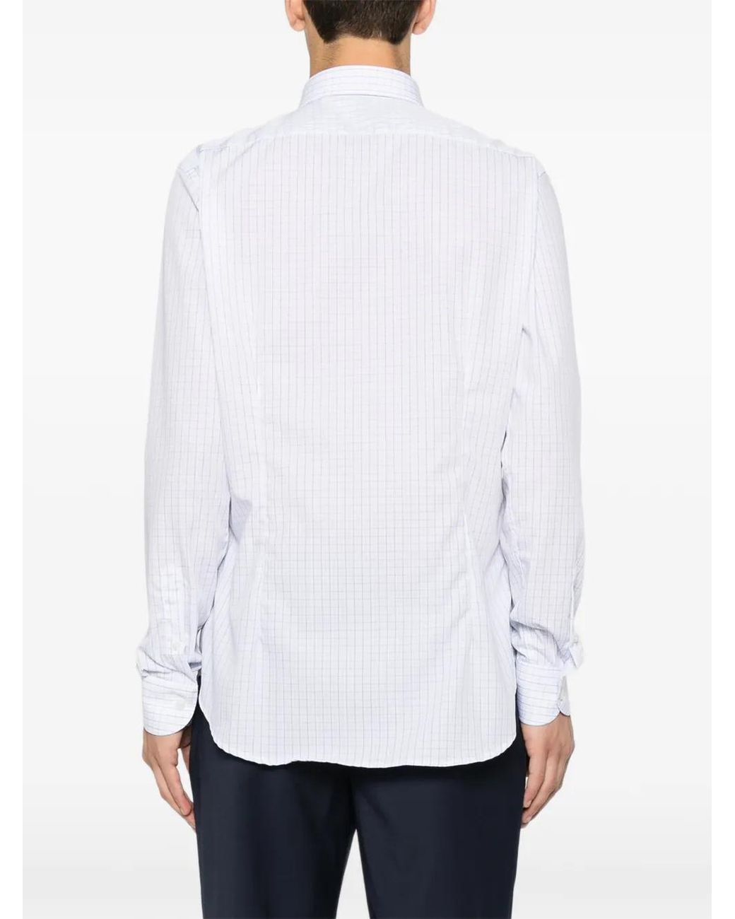 VELA SHOP White Checked Long-Sleeve Shirt for men