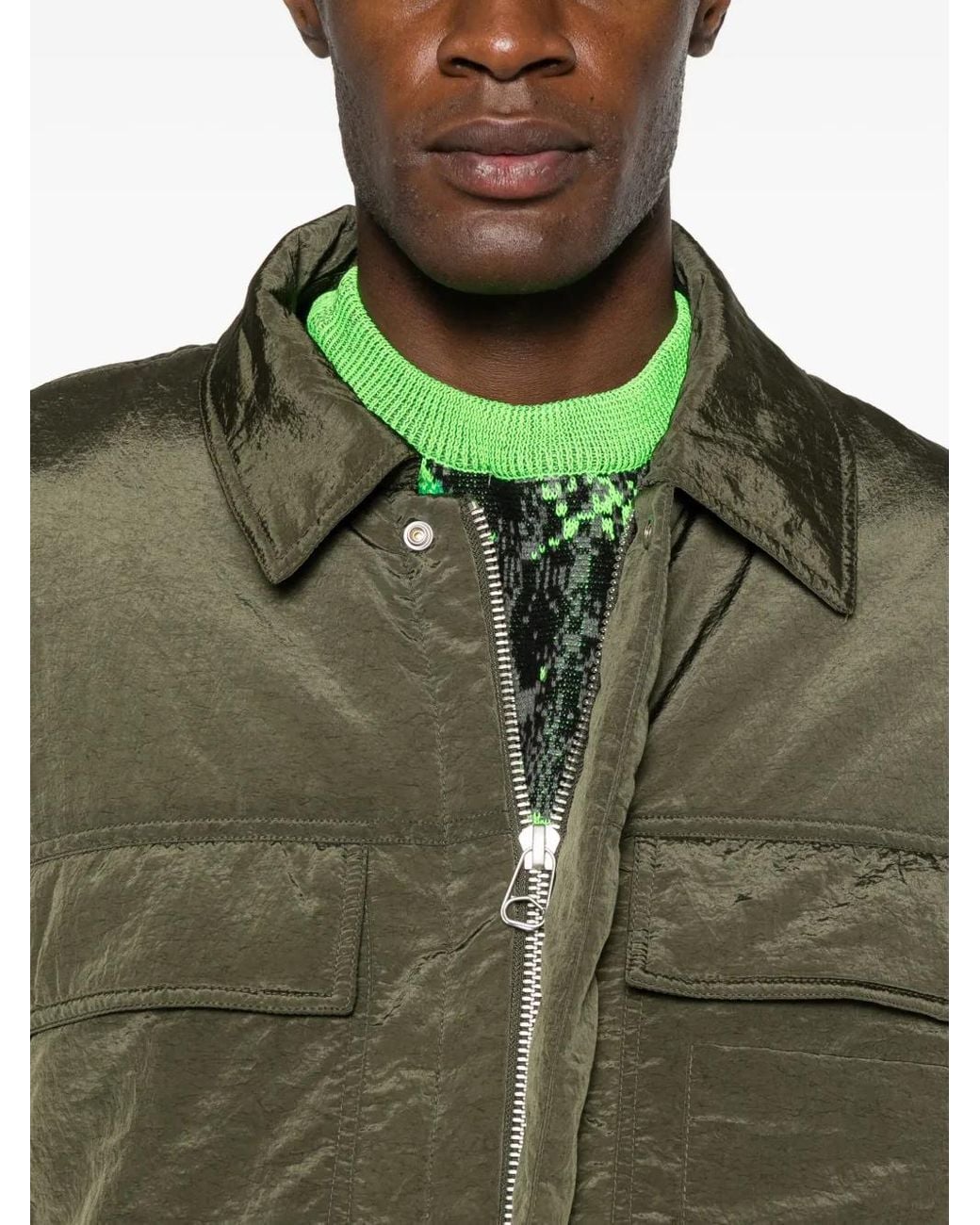 Oamc Peacemaker Green Flap-Pocket Jacket for men
