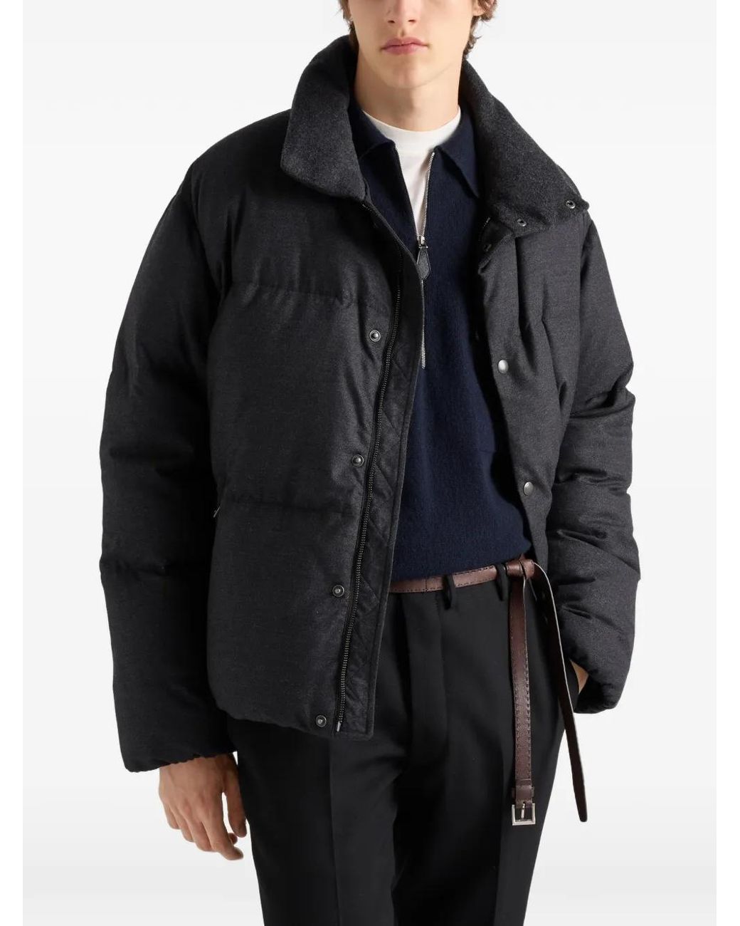 Prada Black Doudoune En Cachemire Poids Moyen for men
